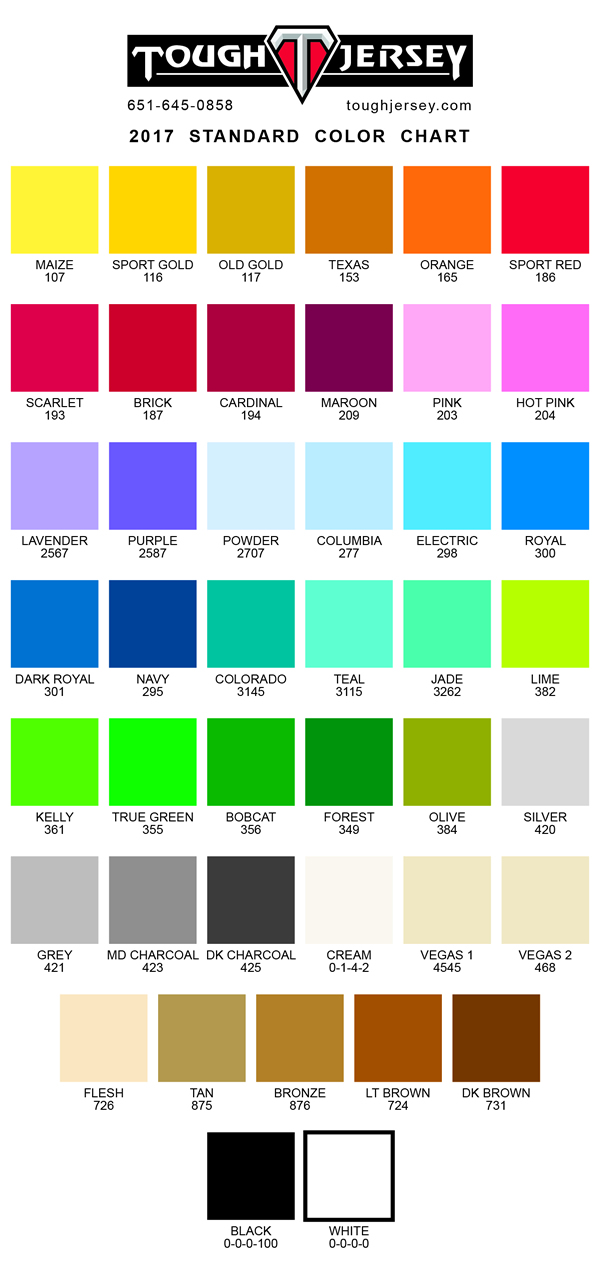 Sublimation Color Chart